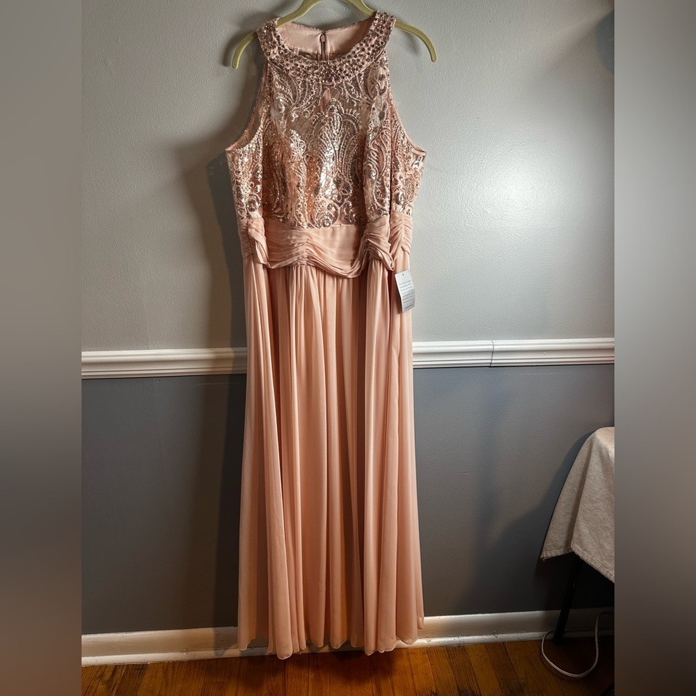 Eliza J Sequin Lace Bodice Chiffon Gown 18W